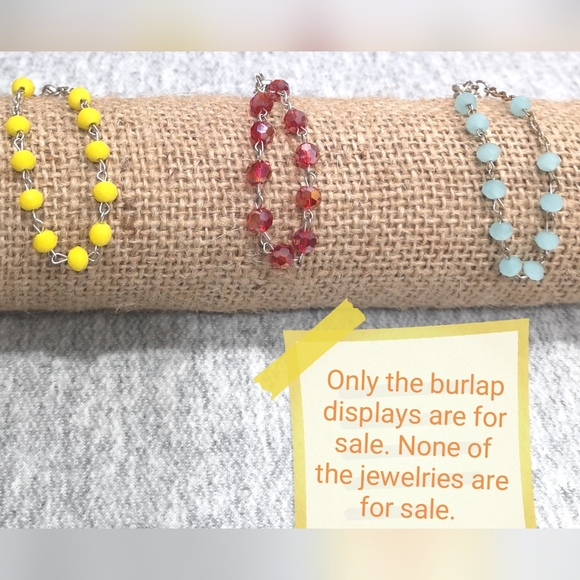 ❤️ 3 Jewelry Displays Burlap Jute - Picture 7 of 7